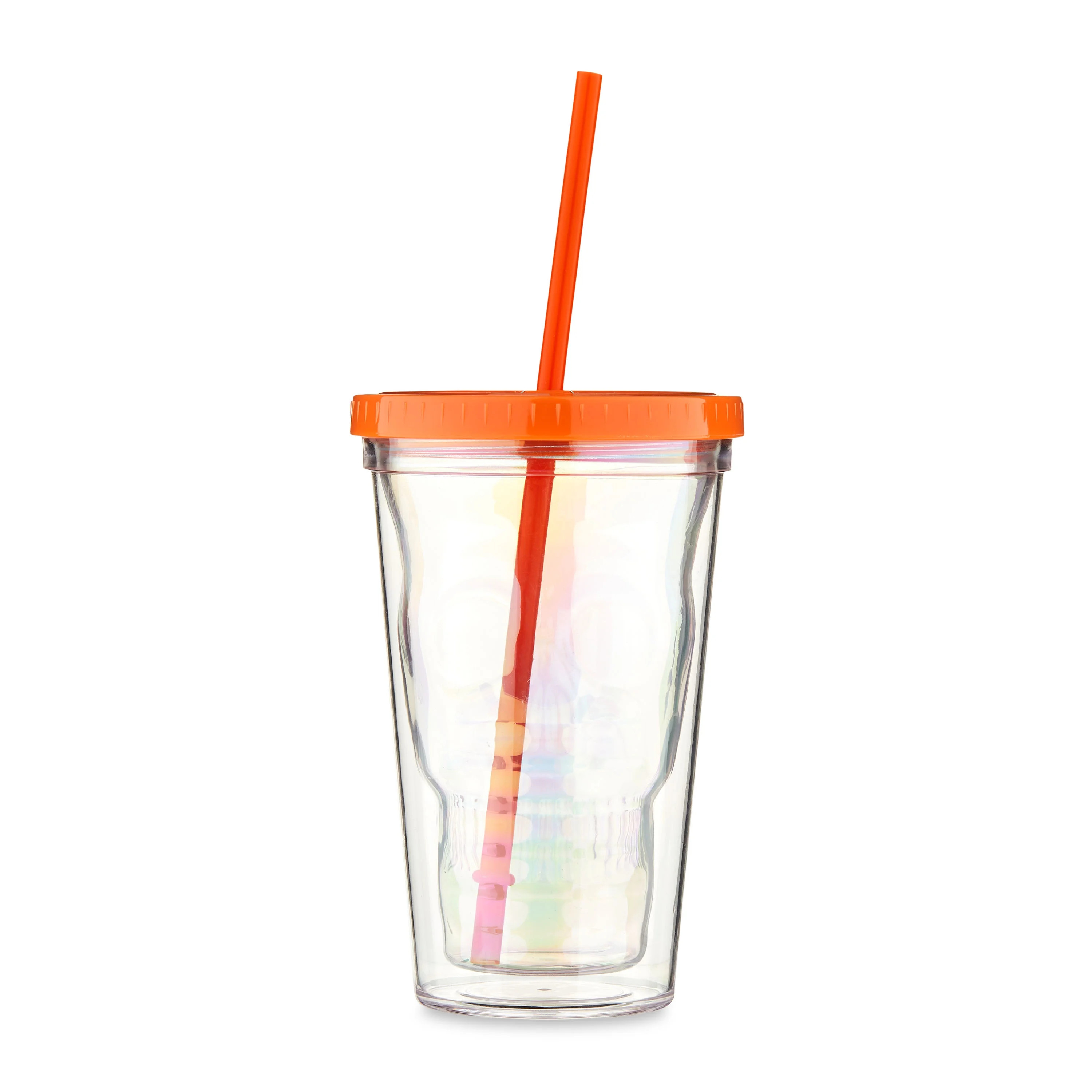 Halloween 16.3oz Orange Iridescent Skull Tumbler,Partyware, Way to Celebrate | Walmart (US)
