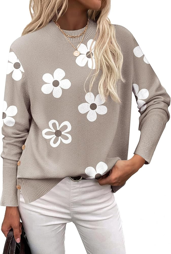 Zeagoo Women's Sweaters Loose Knit Side Button 2025 Fall Fashion Trendy Casual Pullover Tops Clot... | Amazon (US)