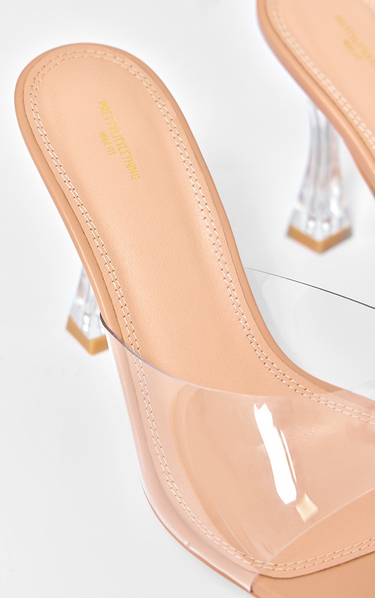 Clear Wide Fit PU Round Toe High Heeled Mules | PrettyLittleThing UK