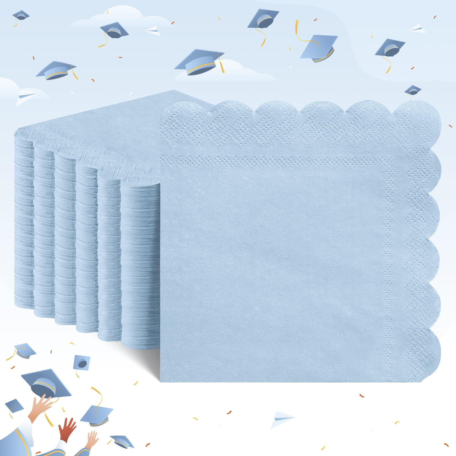 120 Pcs Cocktail Napkins Light Blue Graudation Napkins Boy Baby Shower Napkin Disposable Blue Sca... | Amazon (US)