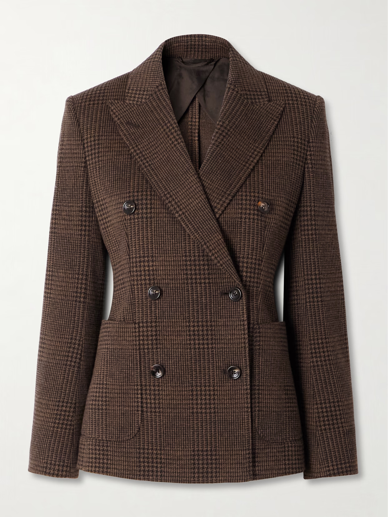 Max Mara - Double-breasted Houndstooth Cotton-blend Blazer - Brown | NET-A-PORTER (US)