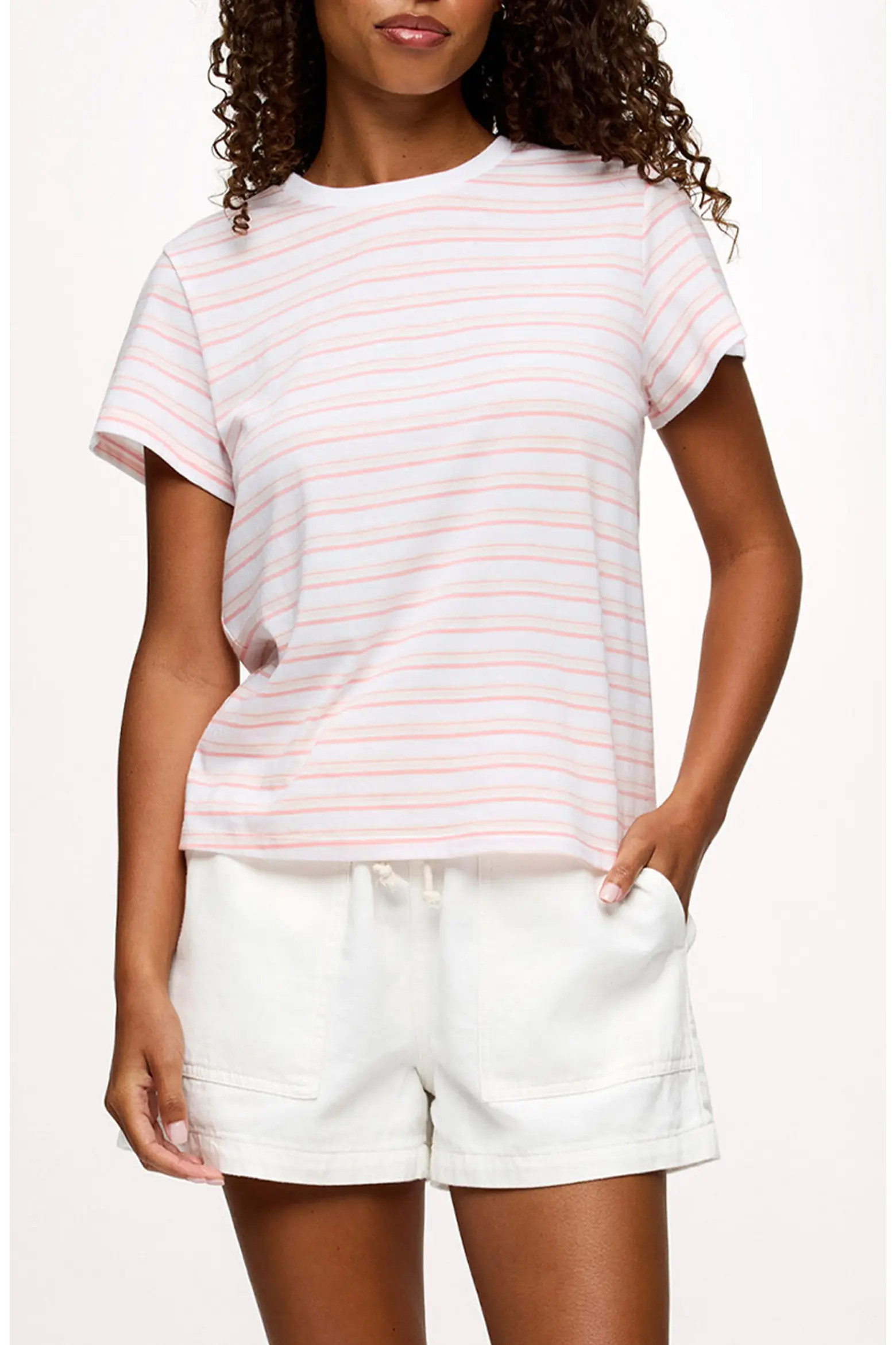Perfect Stripe Cotton Jersey Blend T-Shirt (Women) | Nordstrom | Nordstrom
