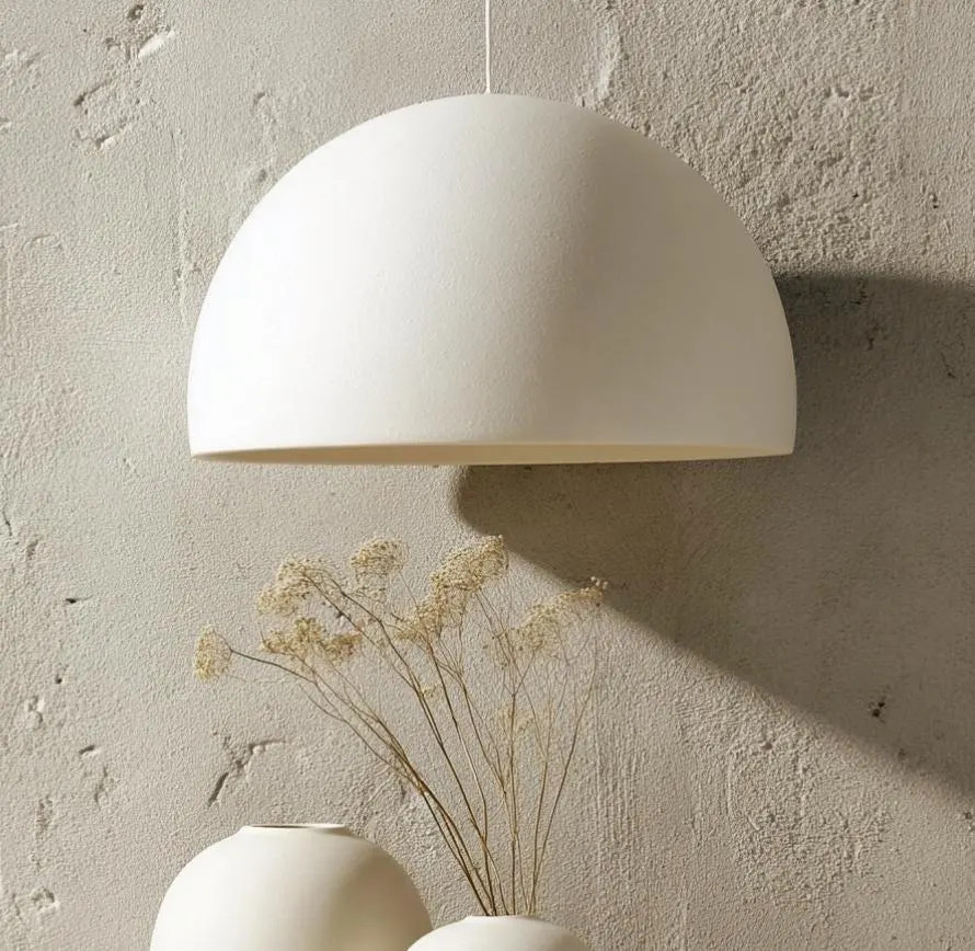 Handmade Clay Pendant Light: Matte White Scandinavian Hanging Lamp | Etsy (Global)