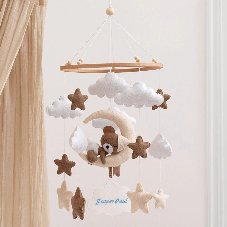 Mobile bébé personnalisé avec nom en feutre Décoration chambre bébé pour filles et garçons... | Etsy (FR)