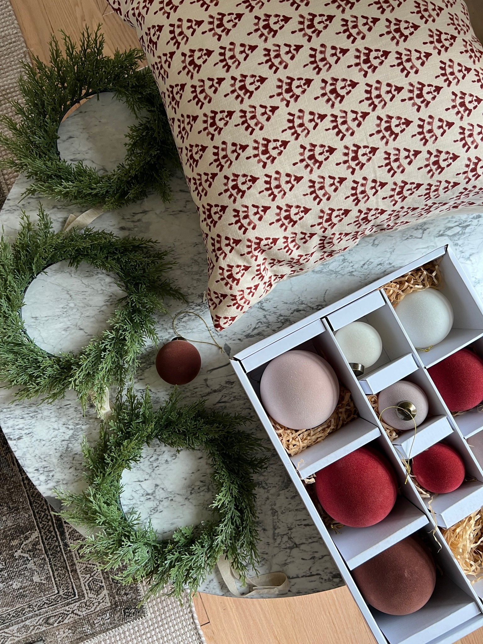 Christmas decor from the Studio McGee line at Target. Velvet Christmas ornaments | small wreaths | Christmas pillow 

#LTKhome #LTKHoliday #LTKSeasonal
