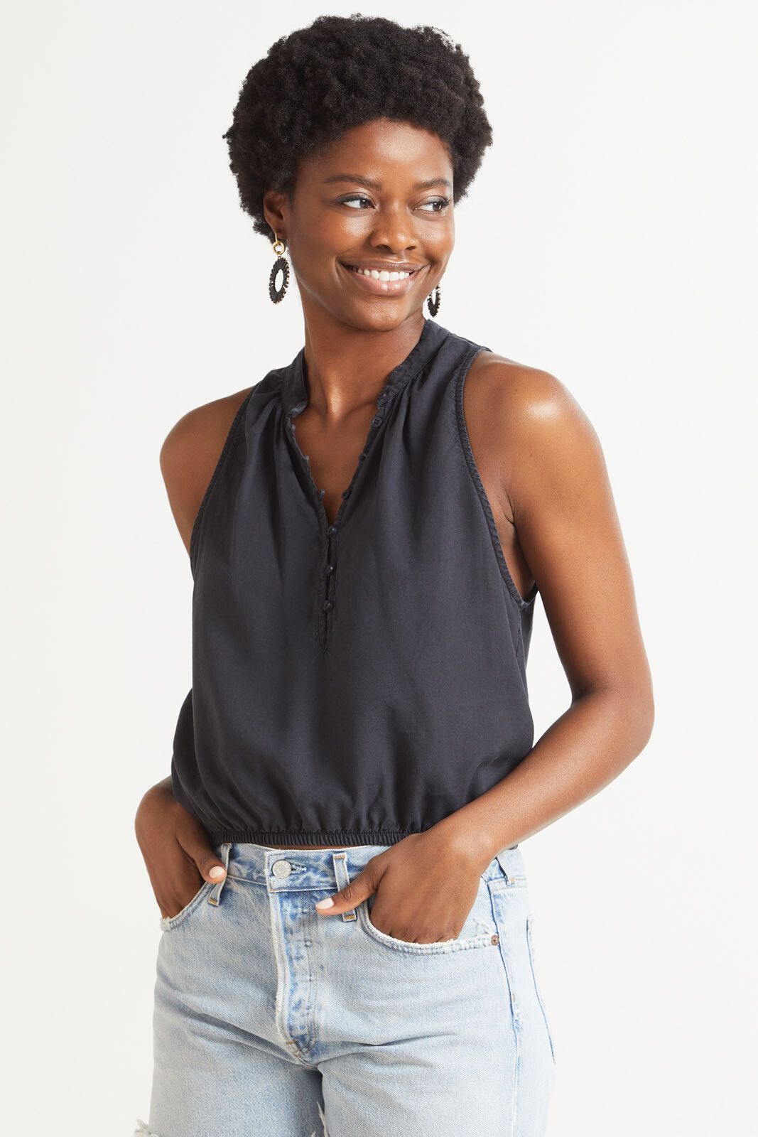 CLOTH AND STONE Washed Button Down Tank | EVEREVE | Evereve