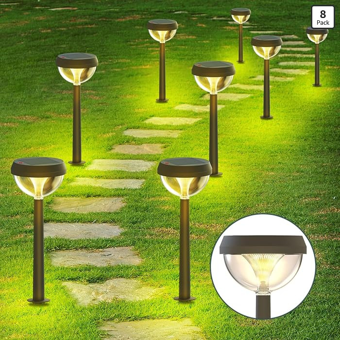 Linkind Solar Pathway Lights 8 Pack, Solar Lights Outdoor Warm White Waterproof, Adjustable Solar... | Amazon (US)