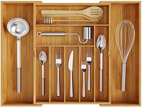 BAMEOS Utensil Drawer Organizer, Cutlery Tray Desk Drawer Organizer Silverware Holder Kitchen Kni... | Amazon (US)