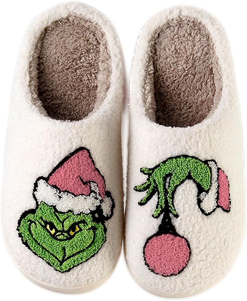 Christmas Slippers Santa Reindeer Slippers Soft Plush Fuzzy Slippers Cozy House Slippers for Wome... | Amazon (US)