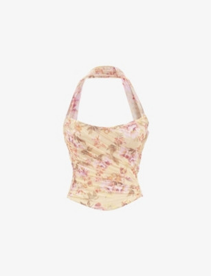 Hallie strapless floral-print stretch-woven corset | Selfridges