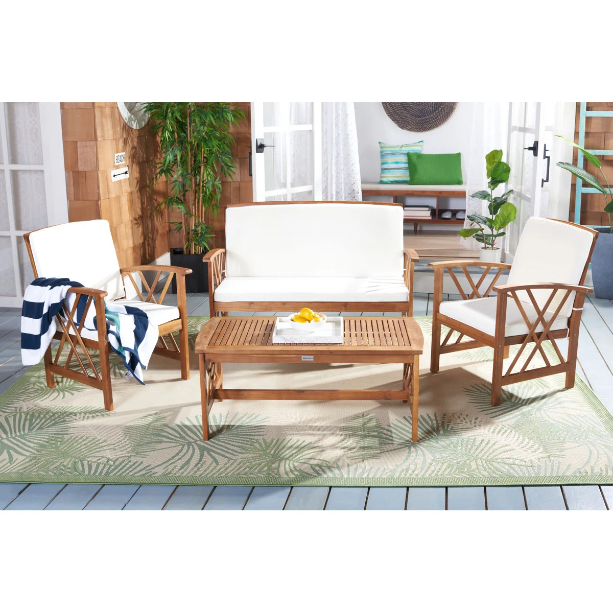 Calhoun Acacia 4 - Person Patio Conversation Set with Cushions | Wayfair North America