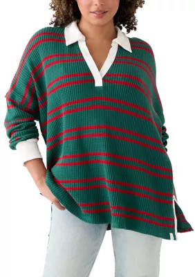 Free People Women's We The Free Striped Travis Polo, Large | Belk