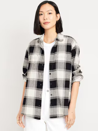 Flannel Boyfriend Button-Down Shirt | Old Navy (US)