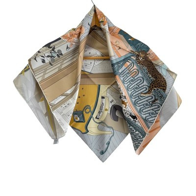 Auth HERMES Carre 90 - Beige Orange Multi Silk Scarf  | eBay | eBay US