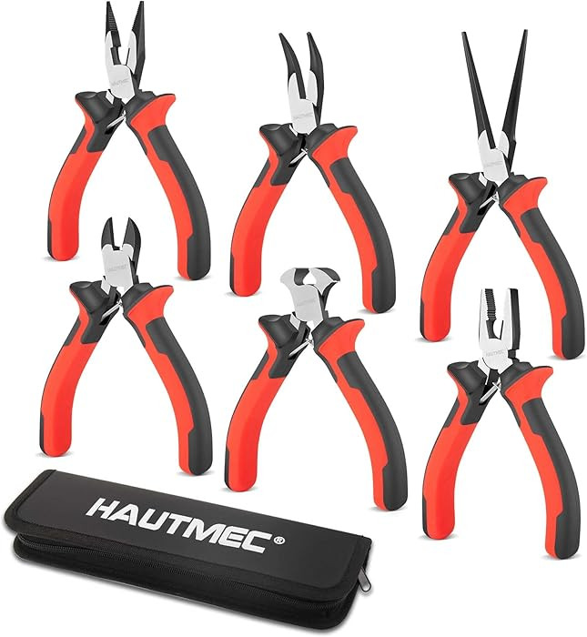 HAUTMEC 6PCS Mini Pliers Set High Leverage Multi Small Pliers Tool Set with Small Needle Nose Pli... | Amazon (US)
