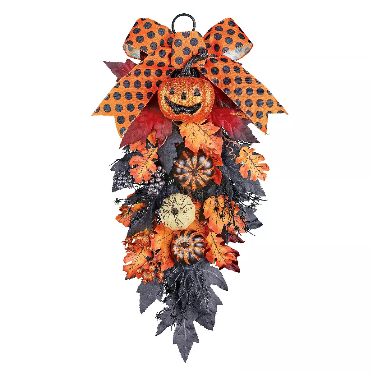 Collections Etc Halloween Glitter Pumpkin Swag Decoration | Target