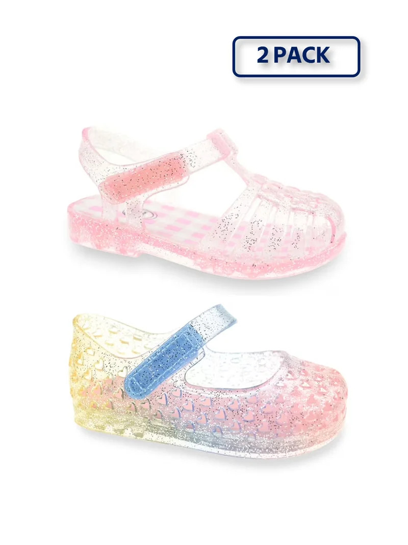 Wonder Nation Baby and Toddler Girls 2 Pack Jelly Sandal | Walmart (US)
