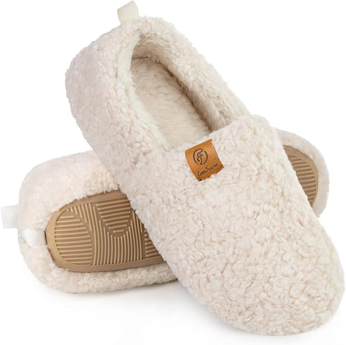 EverFoams Women’s Soft Curly Full Slippers Memory Foam Lightweight House Shoes Cozy Loafer with... | Amazon (US)