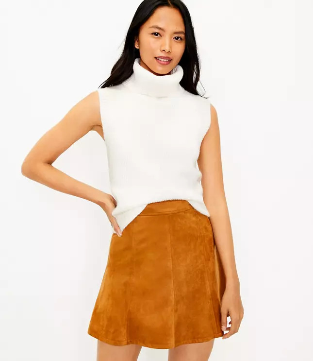 Ribbed Sleeveless Turtleneck Sweater | LOFT