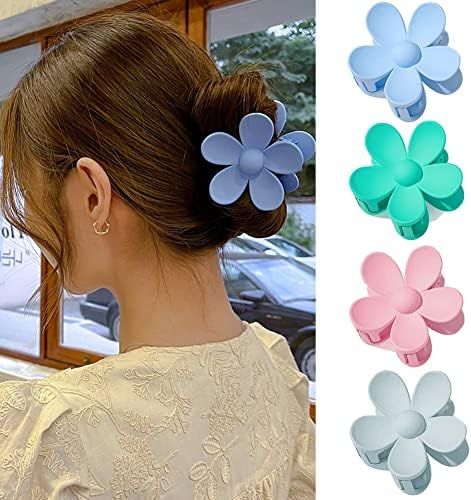 NuAngela Hair Claw Clips Matte Flower Claws For Women Girls, Big Cute Clip For Thick Thin Hair Large | Amazon (US)