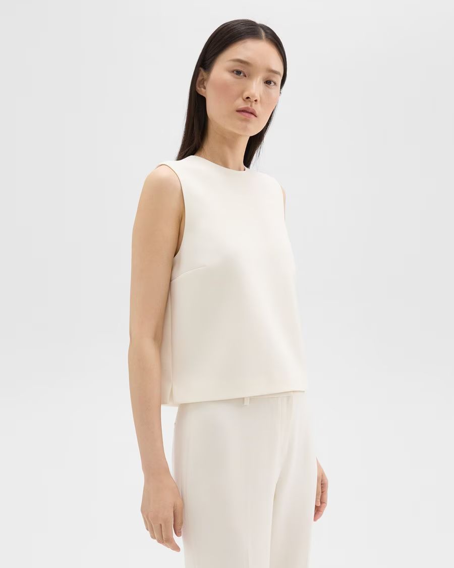 Sleeveless Crewneck Top in Admiral Crepe | Theory