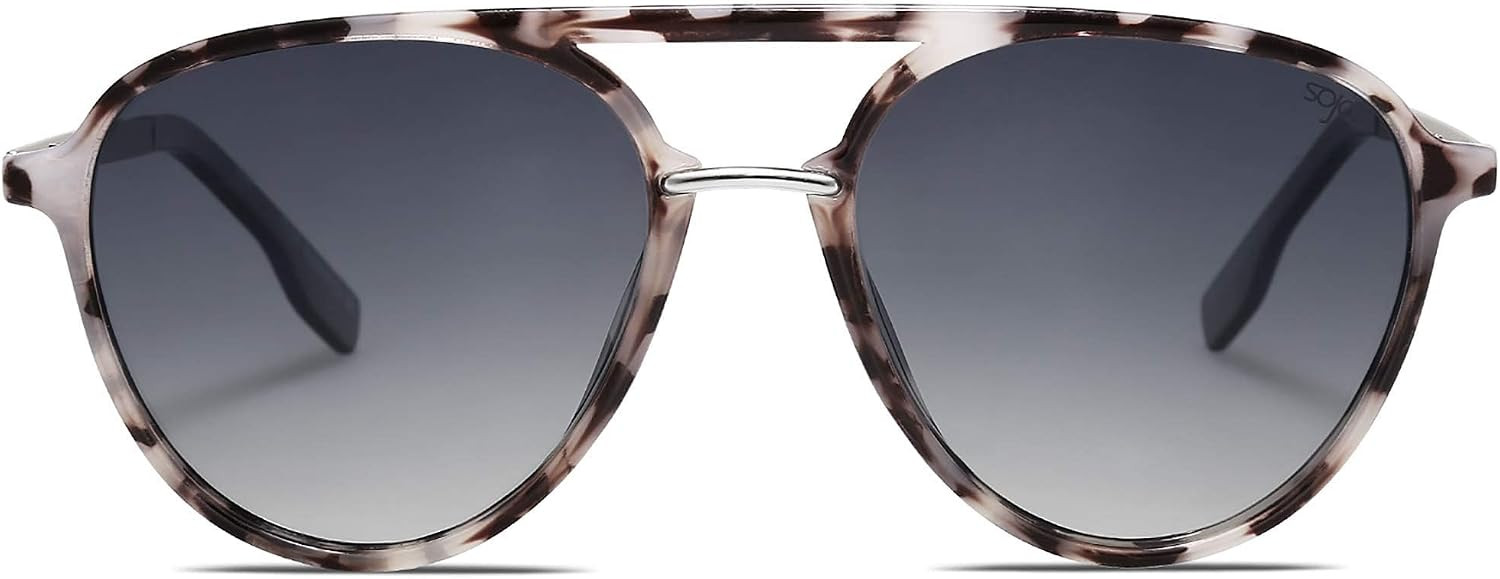 SOJOS Retro Aviator Polarized Sunglasses Double Bridge Ladies Shades SJ2078 | Amazon (US)