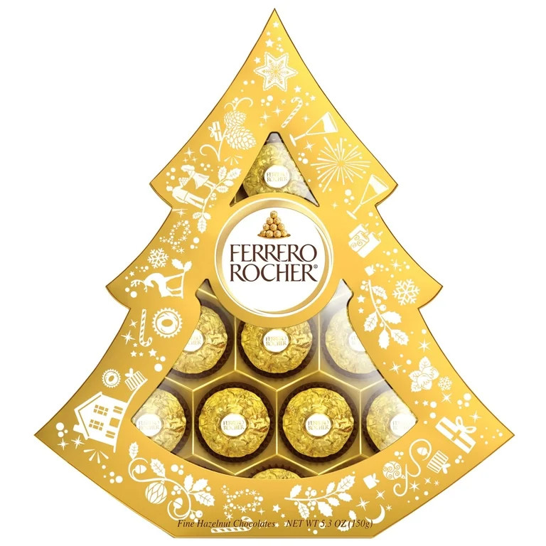 Ferrero Rocher, Gourmet Milk Chocolate Hazelnut, Chocolate Gift Box, 5.3 oz, 12 Count | Walmart (US)