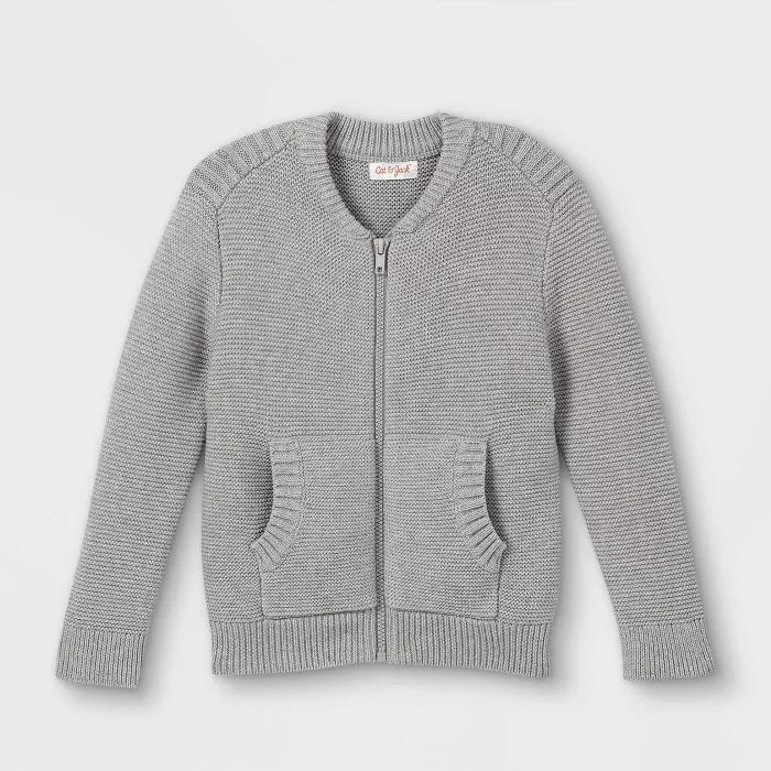 Toddler Boys' Sweater Knit Zip-Up Bomber Jacket - Cat & Jack™ Heather Gray | Target