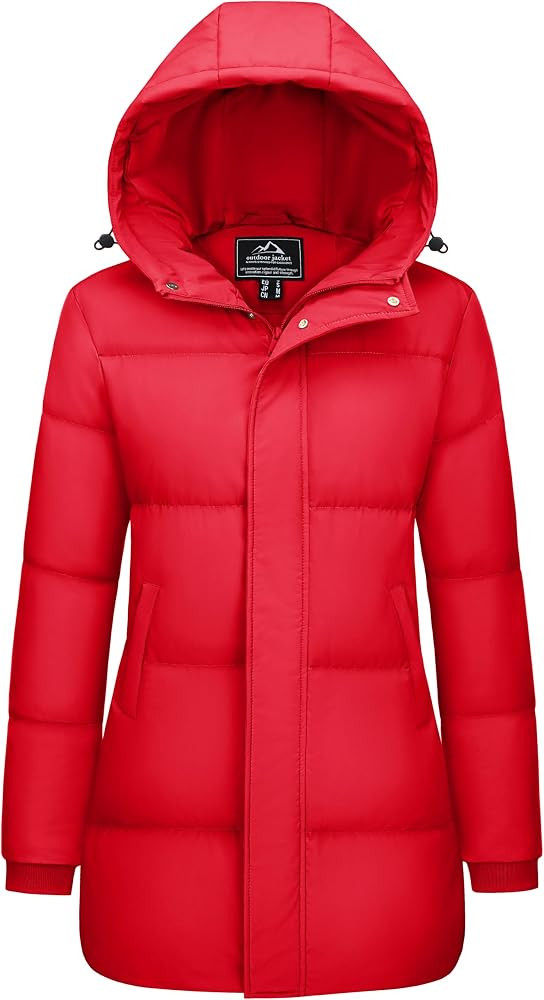 MAGCOMSEN Women's Winter Down Puffer Coats with Hood Long Water-Resistant Padded Warm Jackets Fas... | Amazon (US)
