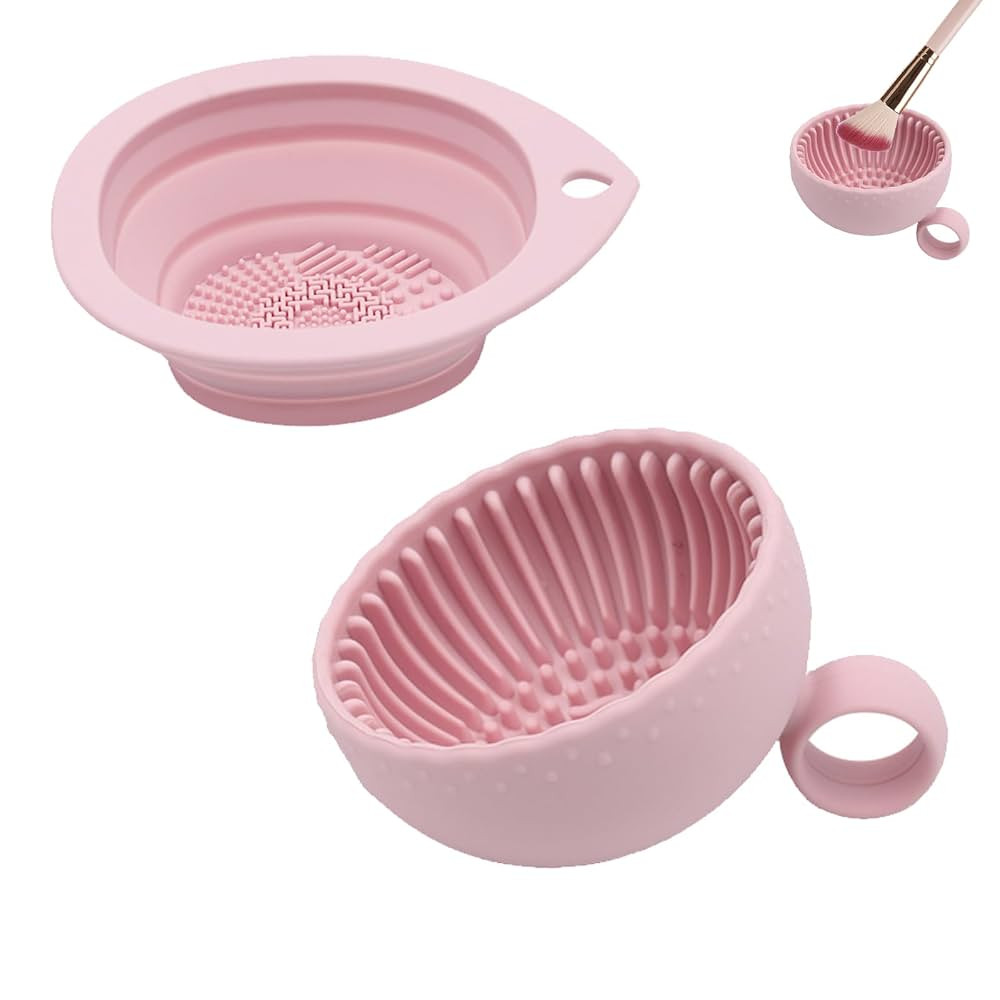 Silicone Makeup Brush Cleaner, Make up Brush Cleaner Pad and bowl, Portable Wash Tool Cosmetic Br... | Amazon (US)