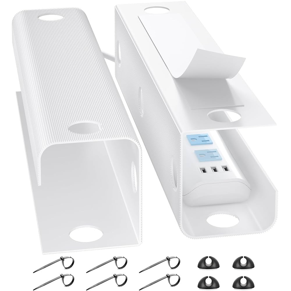 YECAYE Large Under Desk Cable Management,Easy Install Cable Management Under Desk with 4 Cord Hol... | Amazon (US)