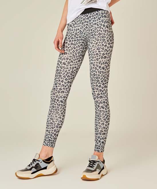 Black & Off-White Leopard Leggings - Women | Zulily