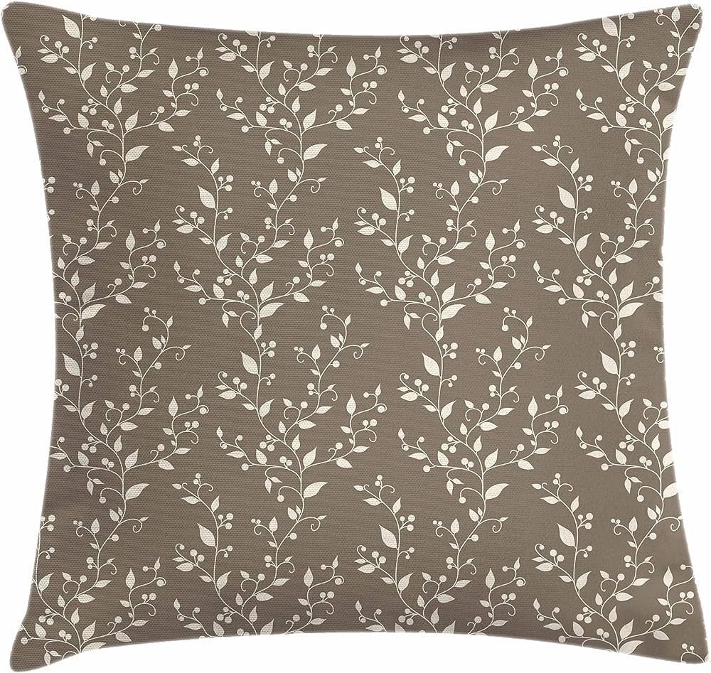 Ambesonne Floral Throw Pillow Cushion Cover, Nature Inspirations Pattern Branches Leaves and Berr... | Amazon (US)