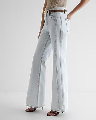 Mid Rise Light Wash Double Seam 70s Flare Jeans | Express