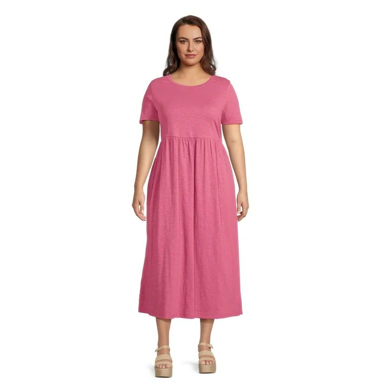 Terra & Sky Women's Plus Size Gathered Waistband Tee Maxi Dress, Sizes 0X-5X - Walmart.com | Walmart (US)