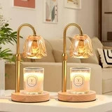 2-Pack Candle Warmer Lamp with Dimmer & Timer, Wax Warming Lamps with 4 Candle Heating Bulbs, Woo... | Walmart (US)