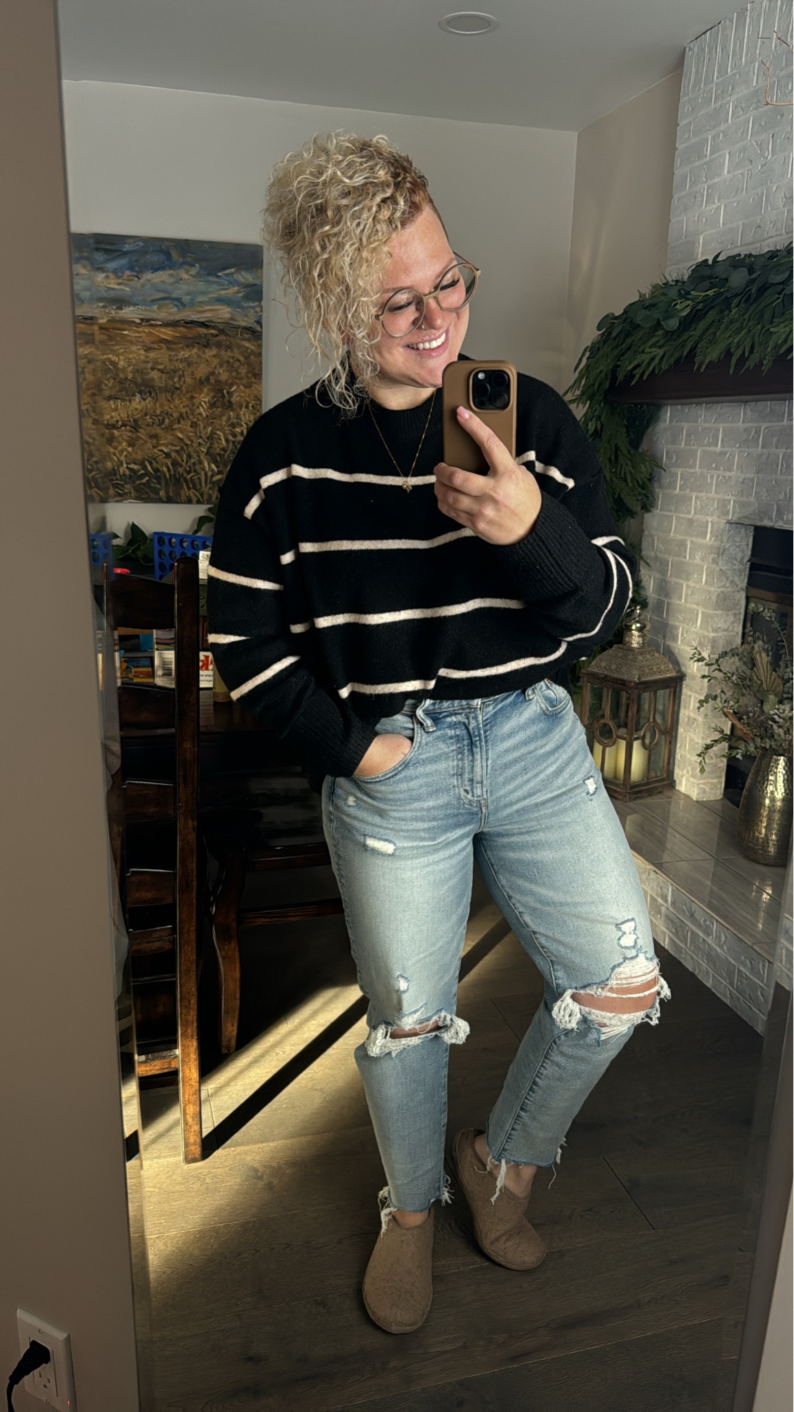 Cozy fit for a cold day! 

Love this SOFT, very oversized AE sweater. It runs very oversized, so depending on what fit you want I would size way down for my fitted or your regular sizing for very oversized. I’m wearing a small. 

Everyone has been loving this jeans and I cannot agree more. The perfect mom fit Jean with the perfect distressing and the right amount of stretch in the right areas. I’m wearing an 8 Short. (I believe you’re only able to by these online)

#LTKbeauty #LTKstyletip #LTKmidsize