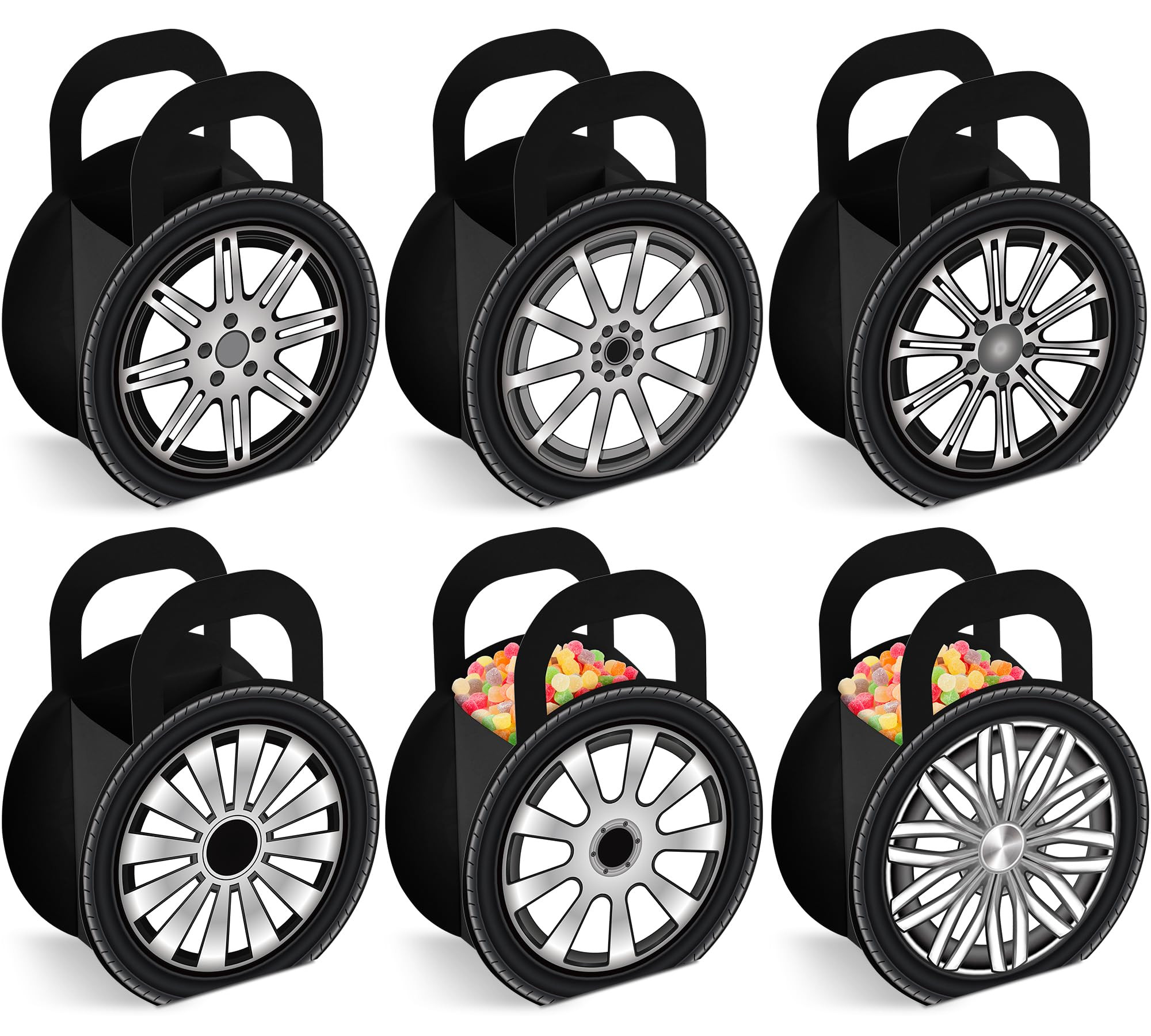 24Pcs Race Car Wheels Party Gift Boxes for Race Car Party Decorations Car Wheels Shaped Treat Boxes Racing Car Birthday Party Candy Boxes with Handle for Boys Kids Birthday Baby Shower Party Supplies | Amazon (US)