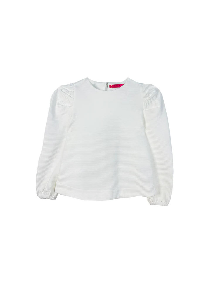 Long Sleeve Puff Sleeve Top - White | Shop BURU