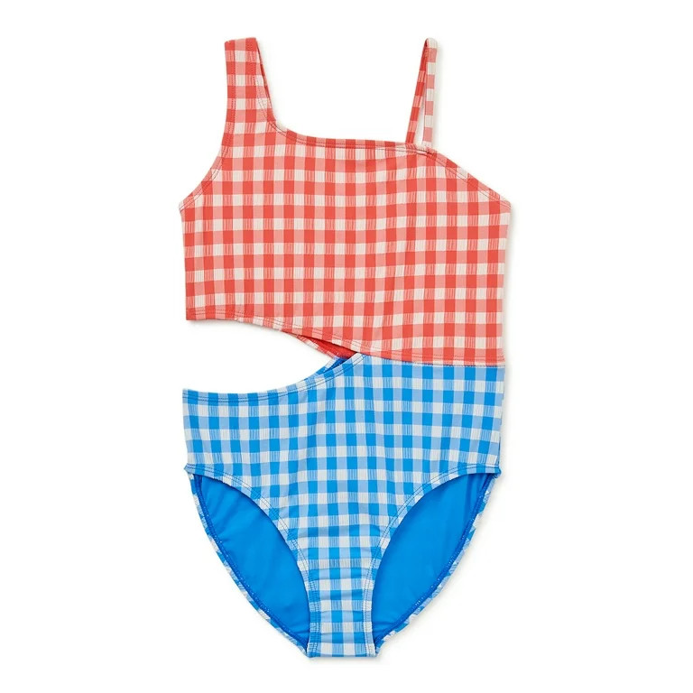Wonder Nation Girls Shark Bite One-Piece Swimsuit with UPF 50+ Sun Protection, Sizes 4-18 & Plus ... | Walmart (US)