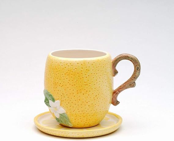 Cosmos Gifts Fine Ceramic Lemon Hill Lemon with Flower & Leaves Design Cup & Saucer Set (2 Sets) ... | Amazon (US)