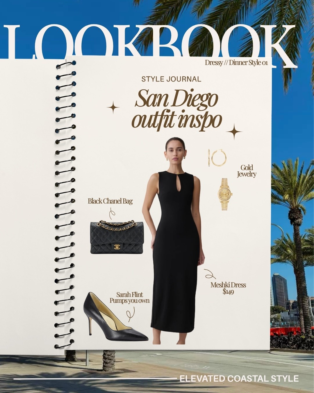 Styling Jess for San Diego 
Dressy Diner Style 01

MESHKI dress
Chanel bag
Sarah flint pumps

Black dress, midi dress, classic dress, MESHKI, black pumps, Sarah flint, classy, petite, vacation styling 

#LTKTravel #LTKPetite #LTKootd