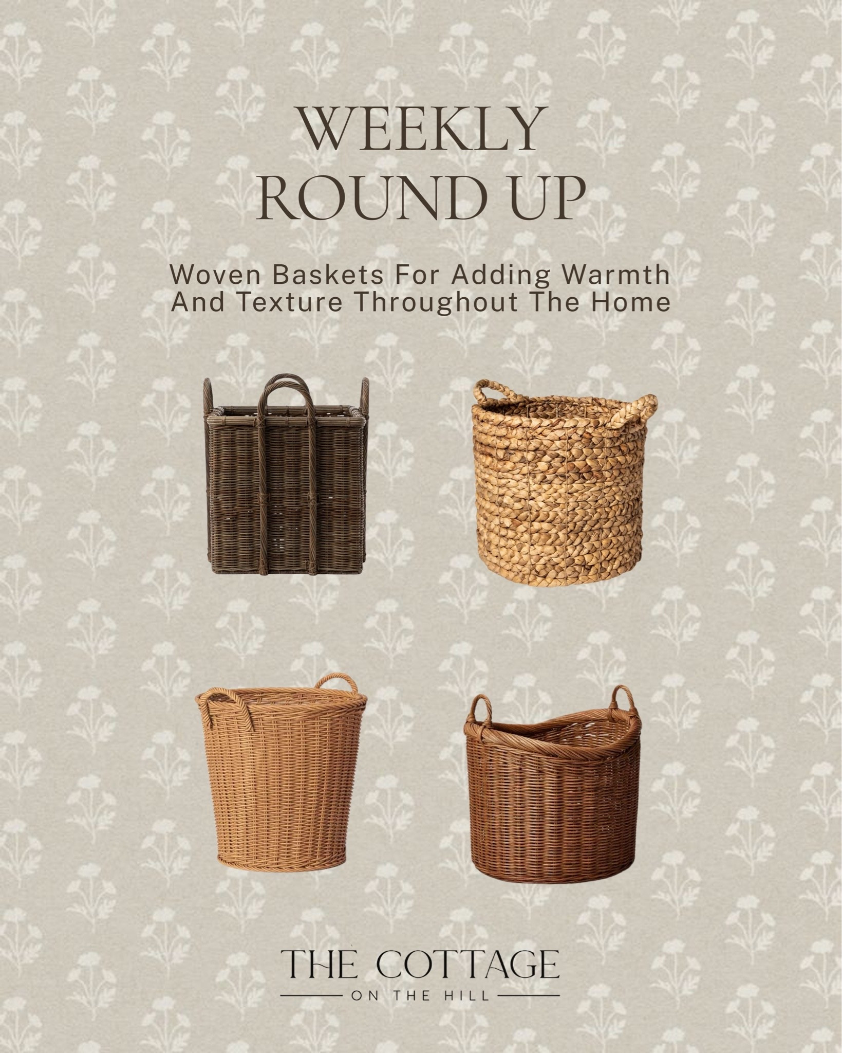 Woven baskets for adding warmth and texture throughout the home. Four shapes, four textures, endless uses, blankets, firewood, laundry, or just the everyday clutter that needs a place to live.

All linked here 🤍 #LTKhome