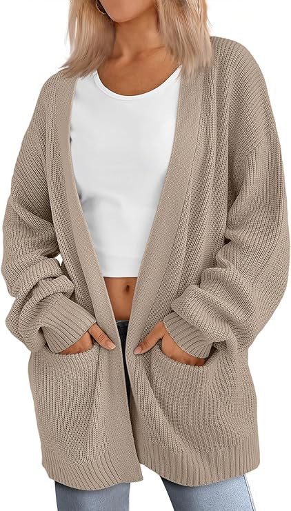 LILLUSORY Womens Oversized Cardigans Soft Knit Cardigan Sweater with Pockets | Amazon (US)