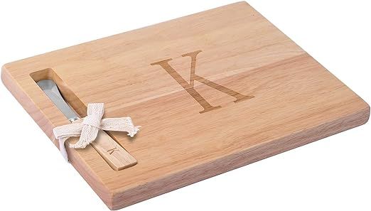 Monogram Oak Wood Cheese Board With Spreader, K-Initial (K) | Amazon (US)