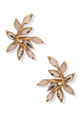 Lonna & Lilly Gold Tone White Stone Leaf Stud Earrings | Belk