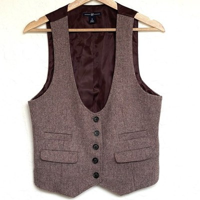 GAP Womens Size Med 100% Wool Herringbone Vest Y2K Grandpa Boho Gypsy Steampunk | eBay US