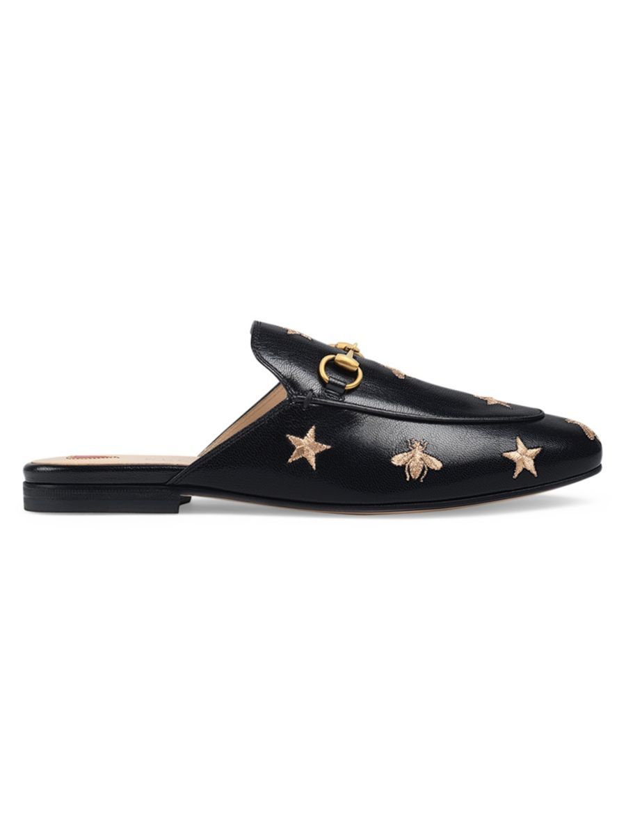 Gucci Princetown Embroidered Leather Slipper | Saks Fifth Avenue