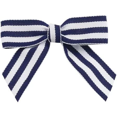 Navy Blue & White Striped Pre-Tied Bows - 3"" Wide, Set of 12, Grosgrain Ribbon, 4th of July, Gift B | Walmart (US)