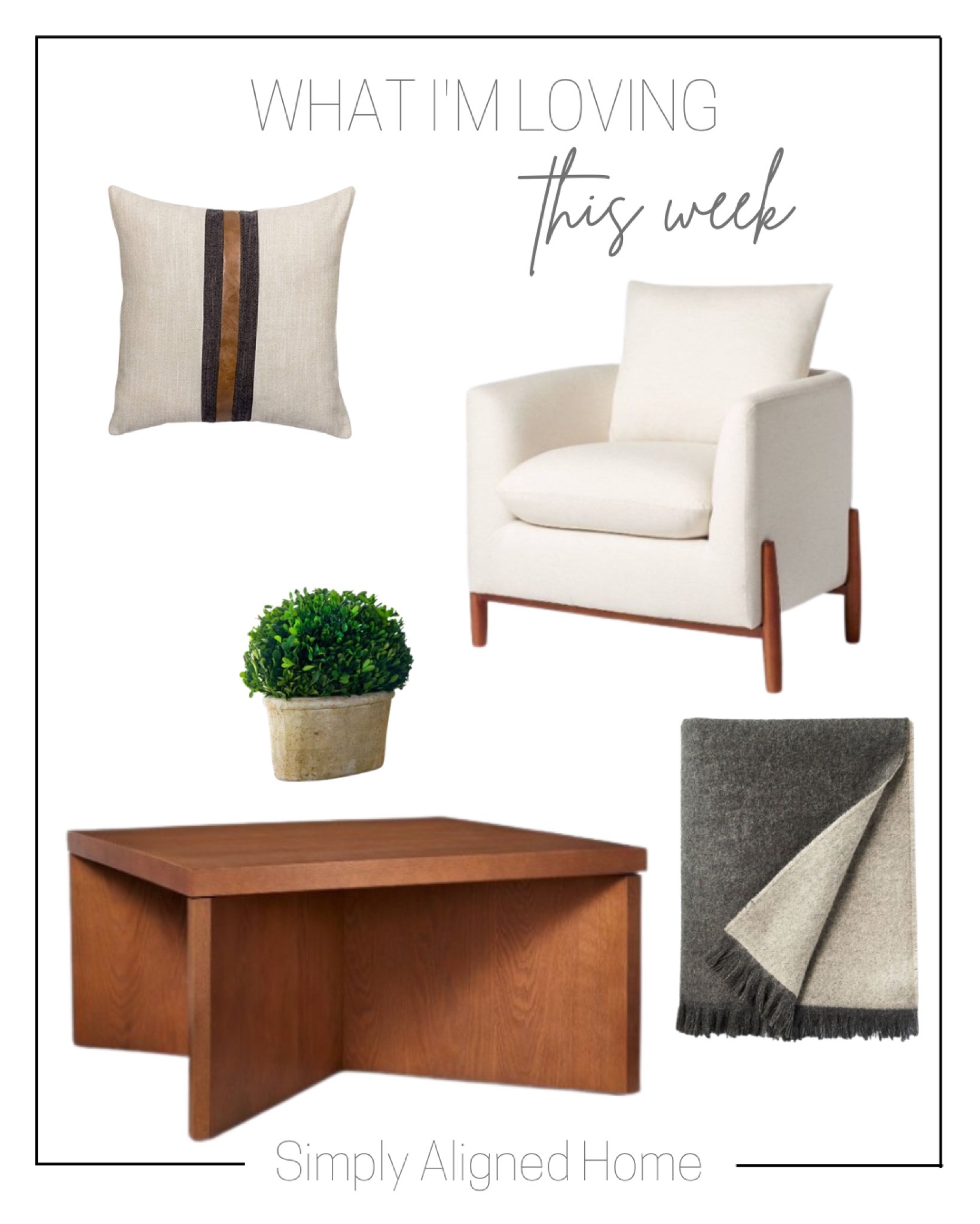 —potted oval preserved boxwood large—square wooden coffee table—accent chair with wood legs—fringe woven throw blanket—farmhouse decorative throw pillow faux leather 

#LTKfamily #LTKstyletip #LTKhome